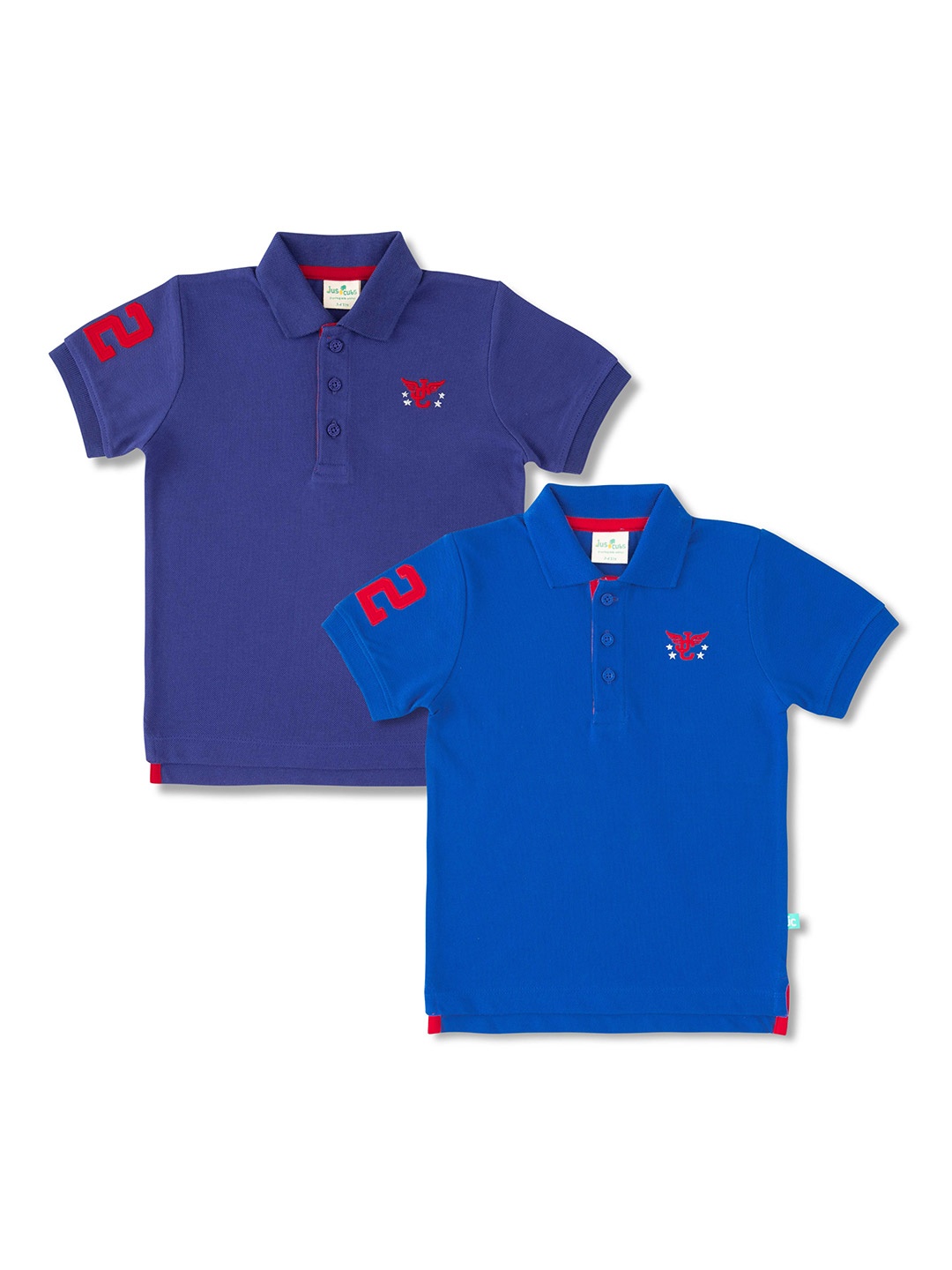 

JusCubs Boys Pack Of 2 Polo Collar Cotton T-shirt, Navy blue