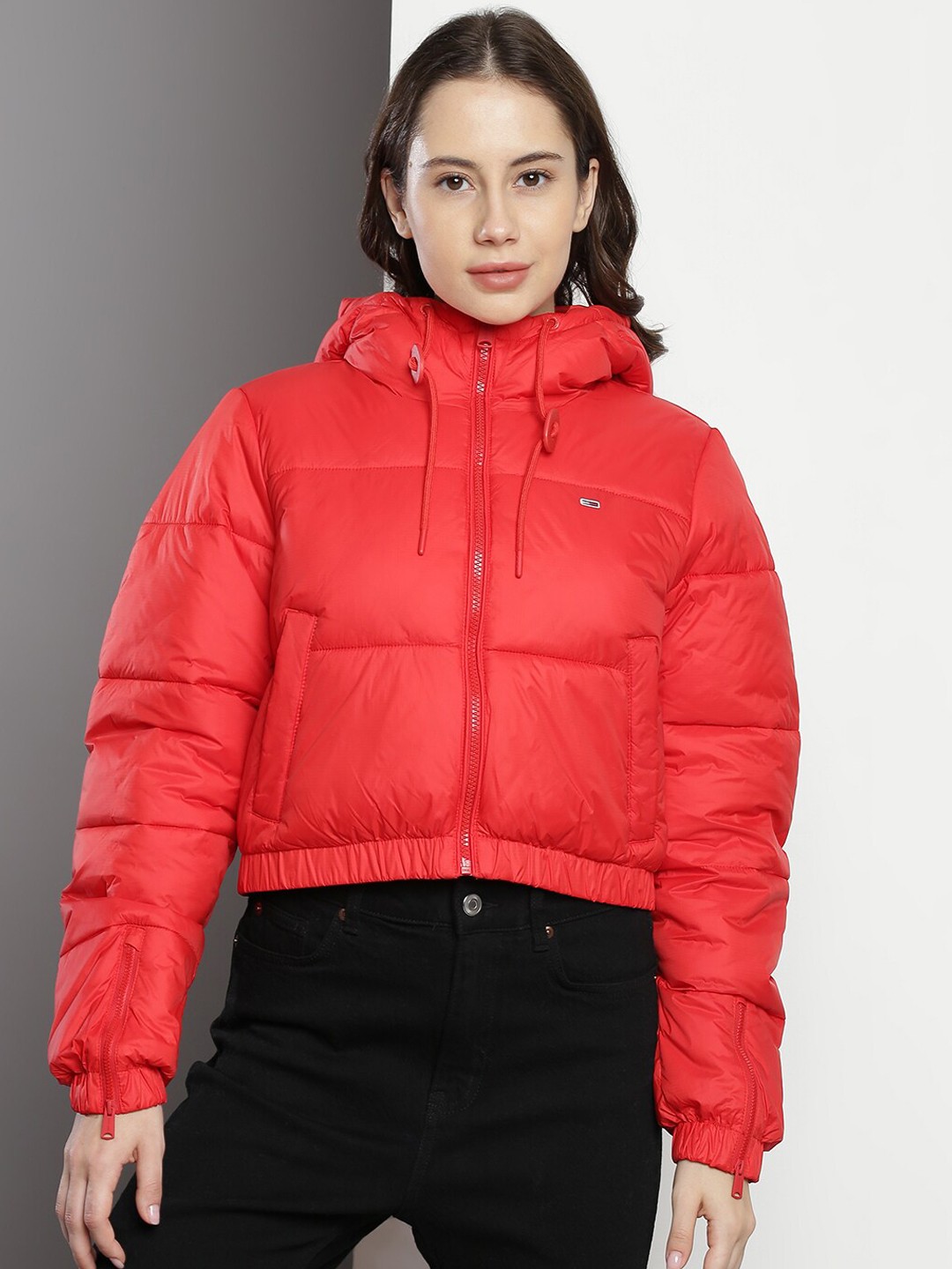 

Tommy Hilfiger Hooded Crop Puffer Jacket, Red
