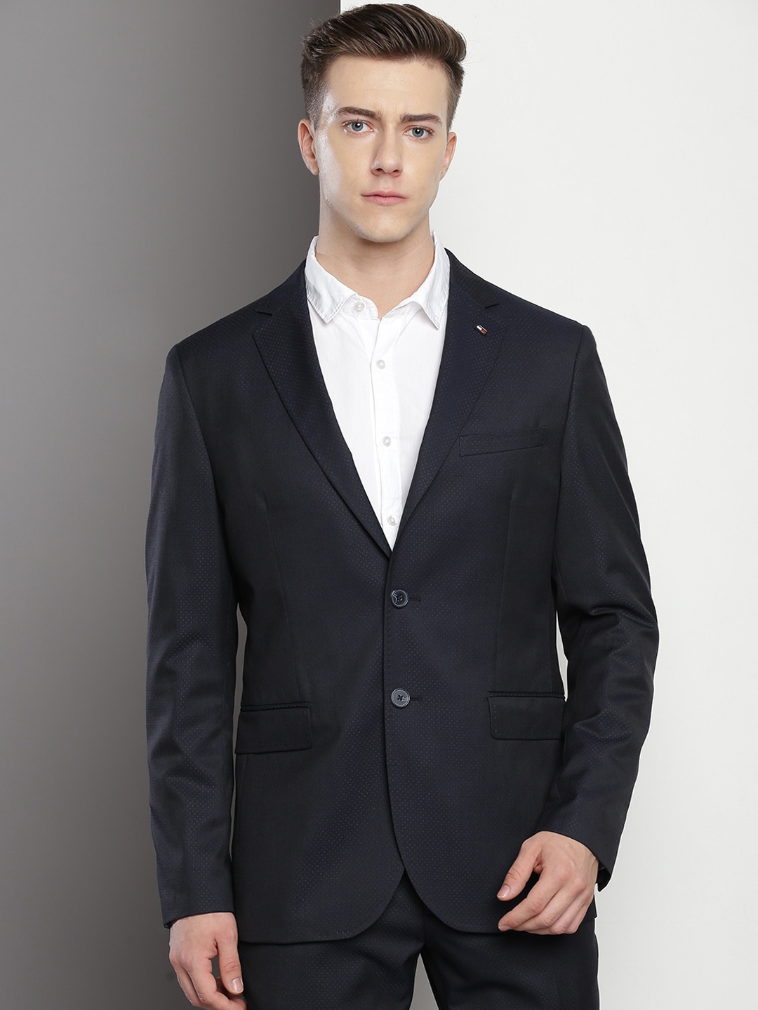 

Tommy Hilfiger Printed Single Breasted Formal Blazer, Navy blue