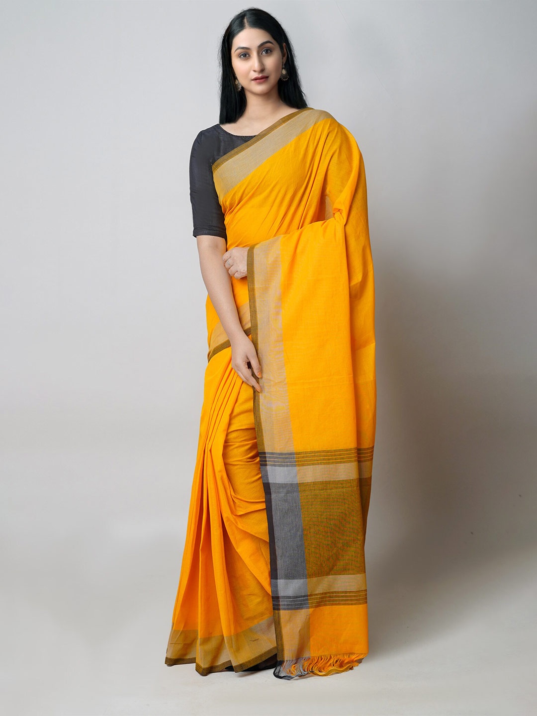 

Unnati Silks Pure Cotton Mangalagiri Saree, Yellow