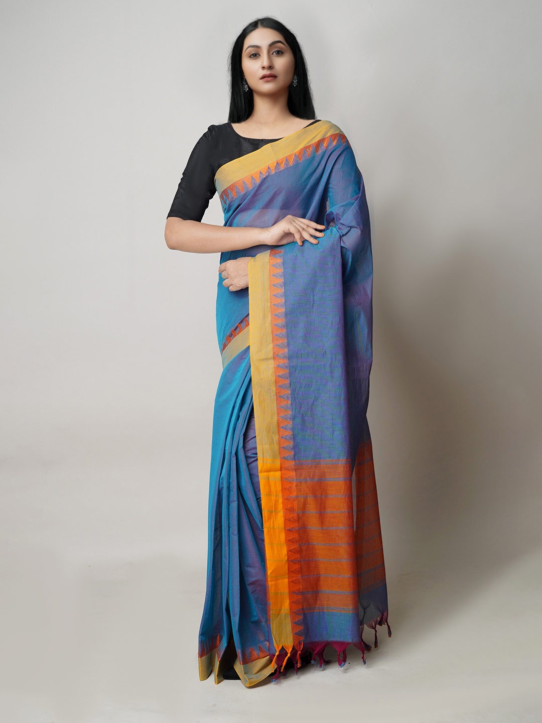 

Unnati Silks Pure Cotton Chettinad Saree, Blue