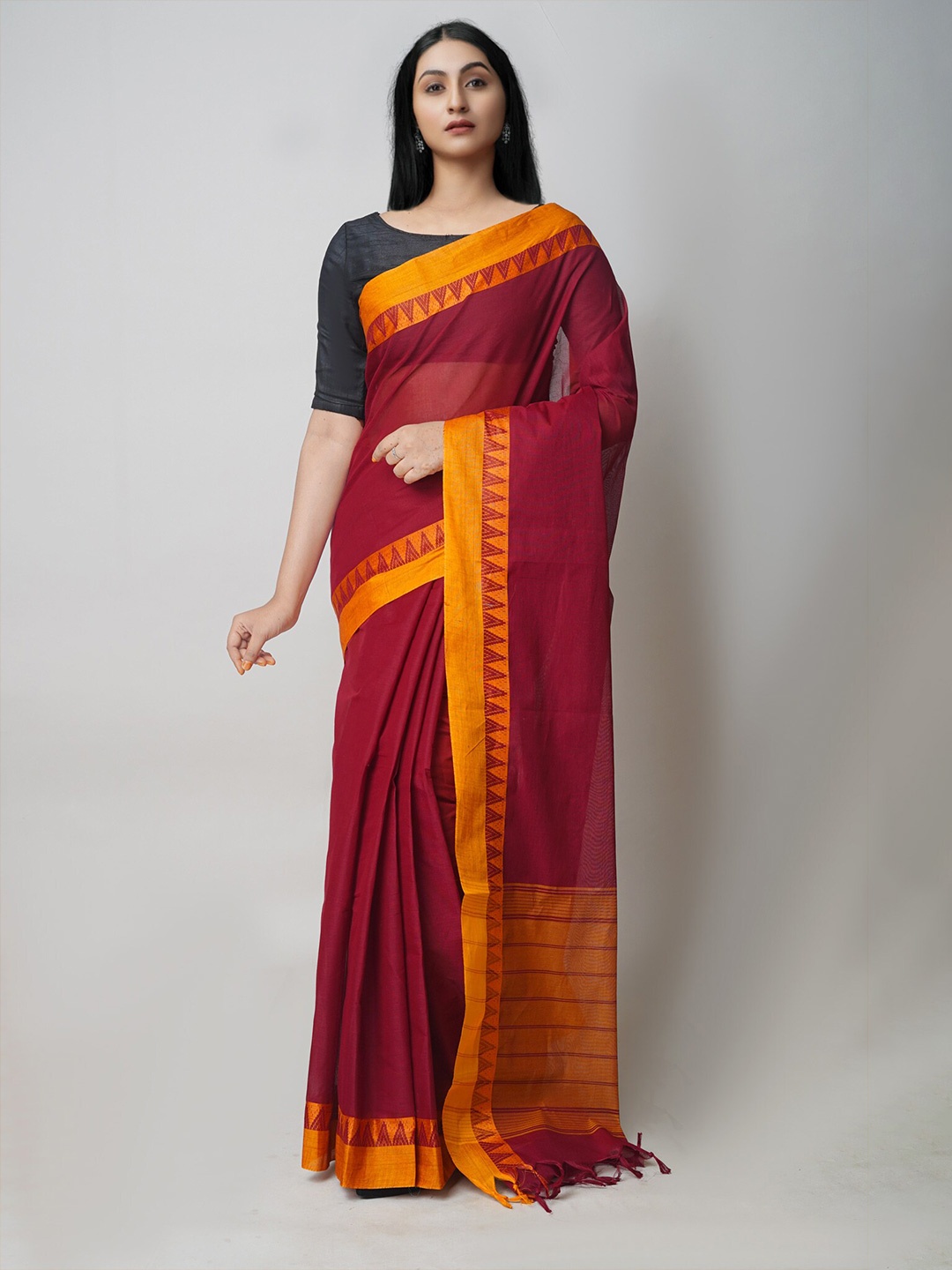 

Unnati Silks Pure Cotton Chettinad Saree, Maroon