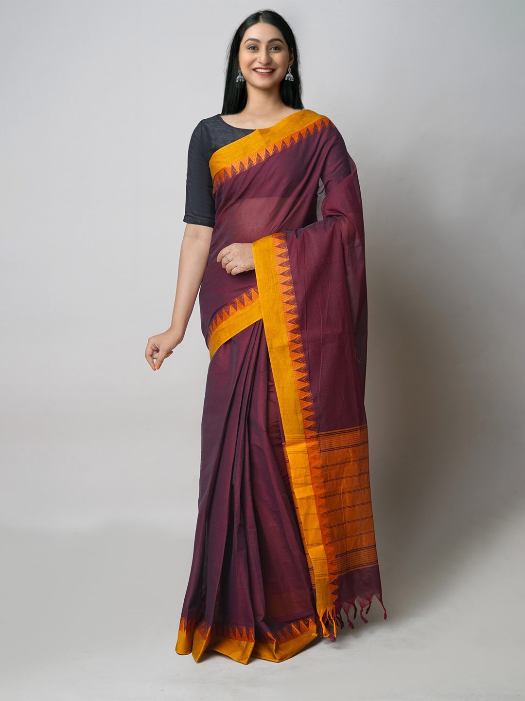 

Unnati Silks Pure Cotton Chettinad Saree, Maroon