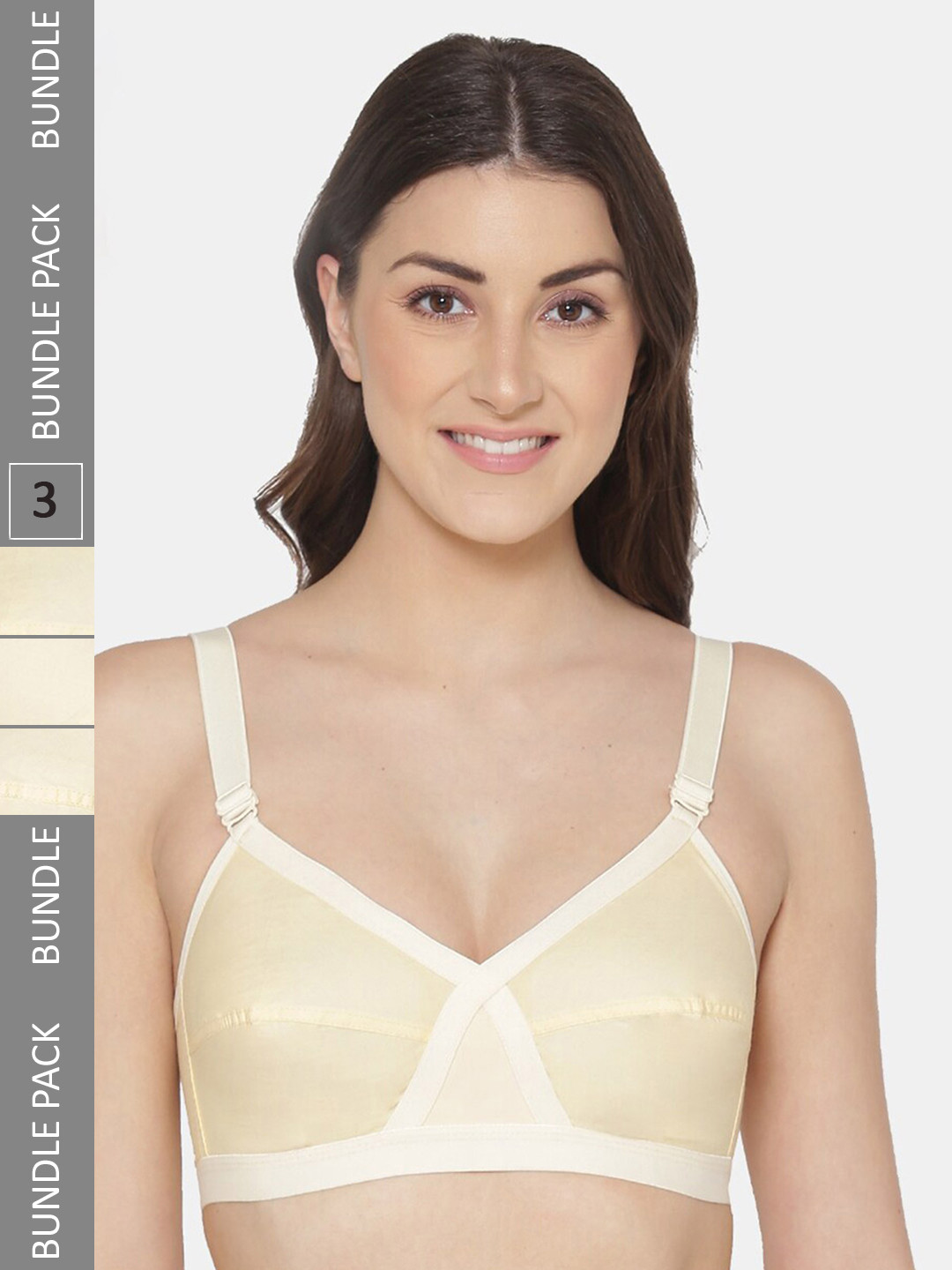

KOMLI Pack Of 3 Full Coverage Pure Cotton Minimizer Bra With All Day Comfort, Cream