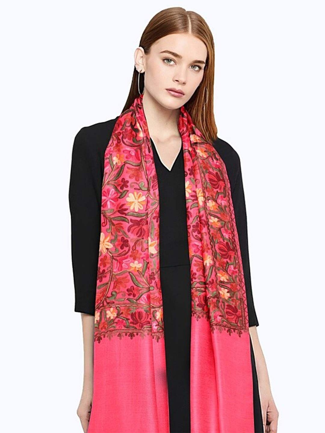 

CASMIR Embroidered Acrylic Shawl, Pink