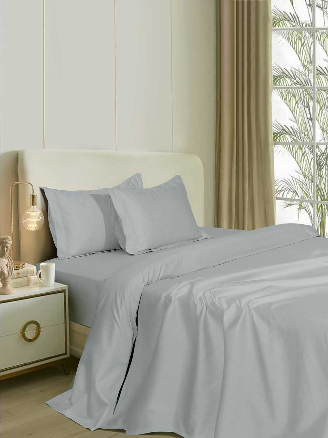 

Naksh Grey Cotton 300 TC King Bedsheet with 2 Pillow Covers