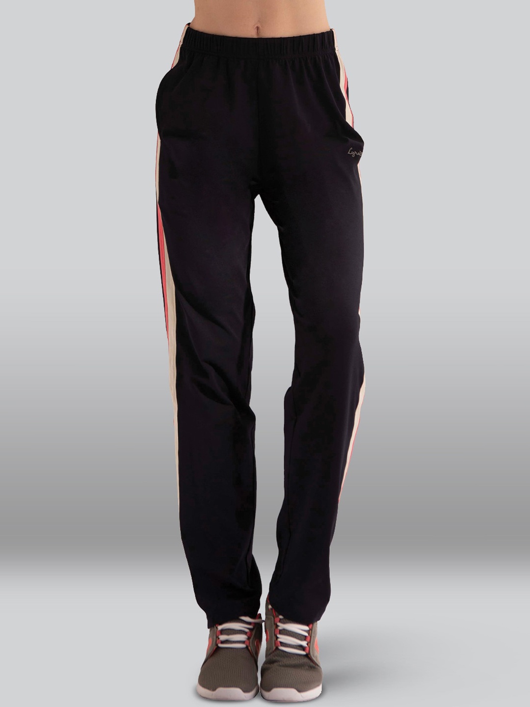 

LYRA Women Mid-Rise Cotton Track Pants, Black