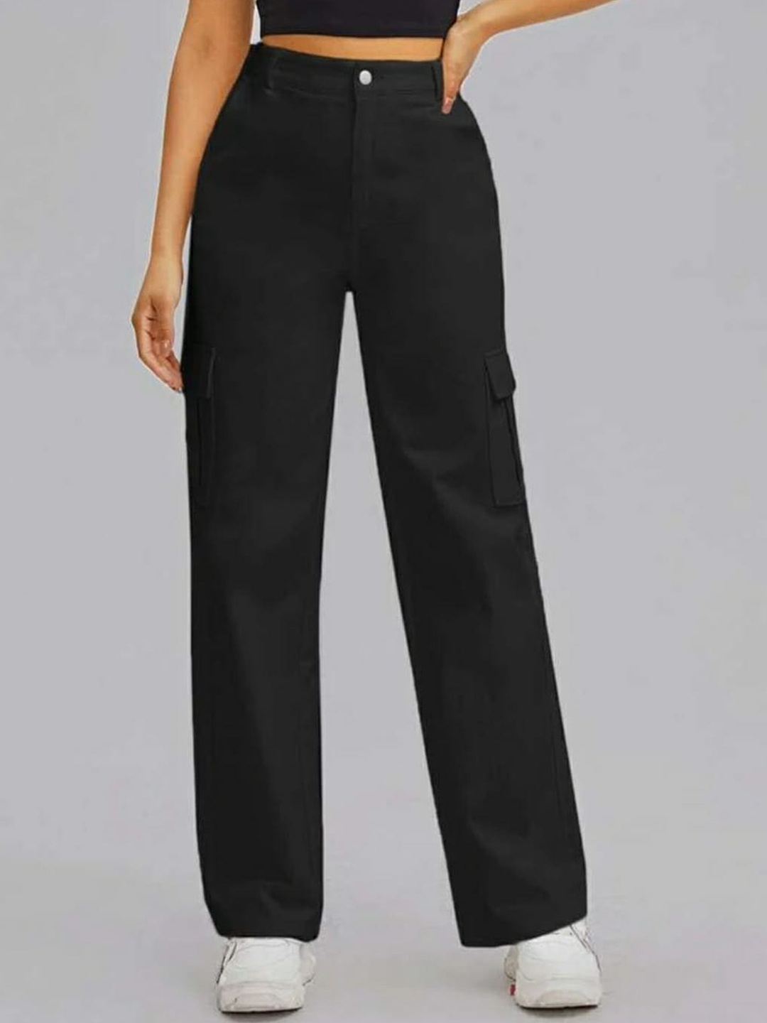 

Next One Women Smart Wide Leg High Rise Clean Look Stretchable Jeans, Black