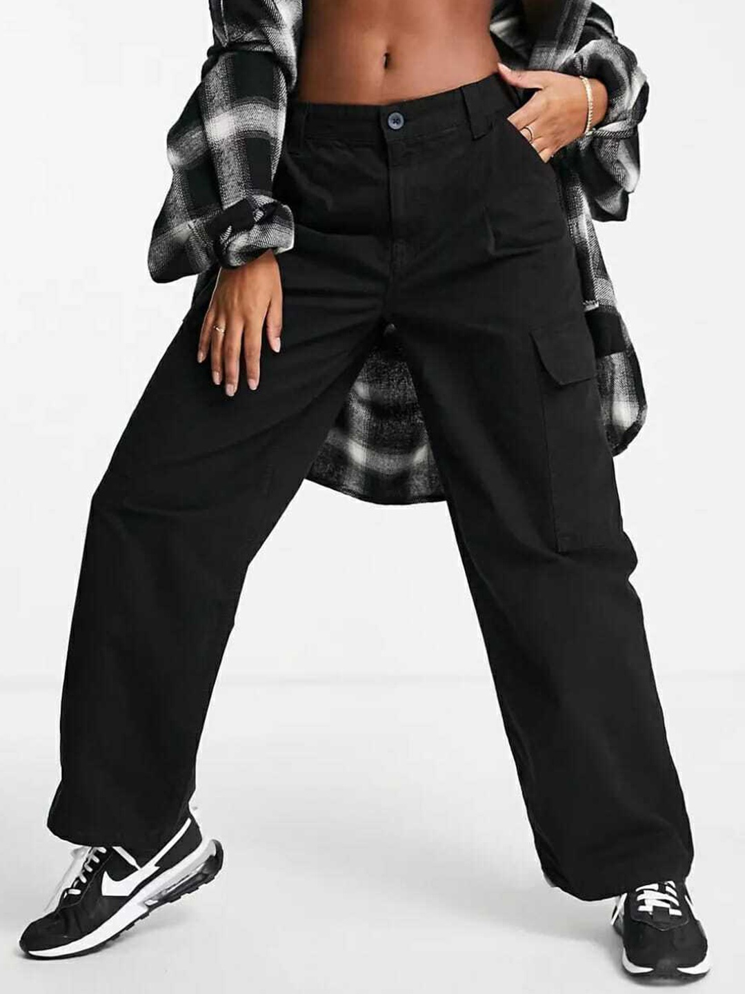 

Next One Women Smart Wide Leg High Rise Clean Look Stretchable Jeans, Black