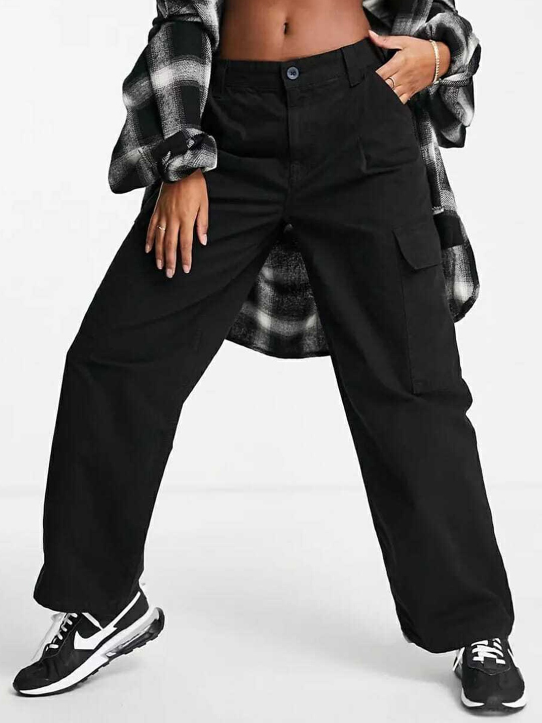 

Next One Women Smart Wide Leg High Rise Clean Look Stretchable Jeans, Black