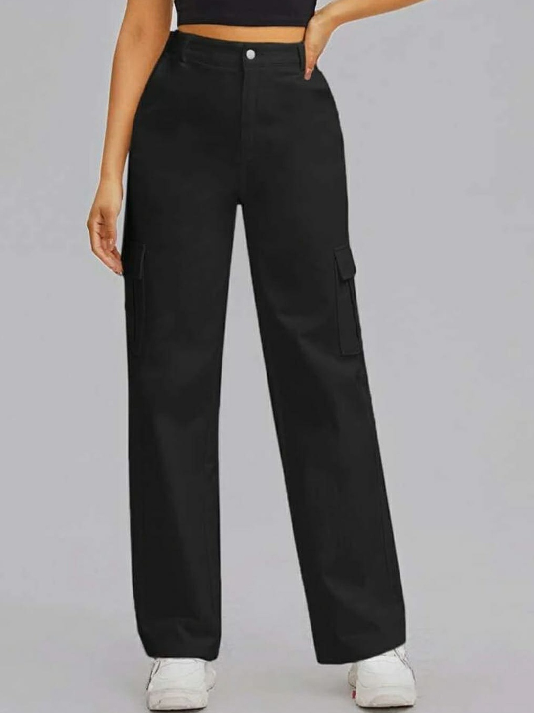 

Next One Women Smart Wide Leg High Rise Clean Look Stretchable Jeans, Black