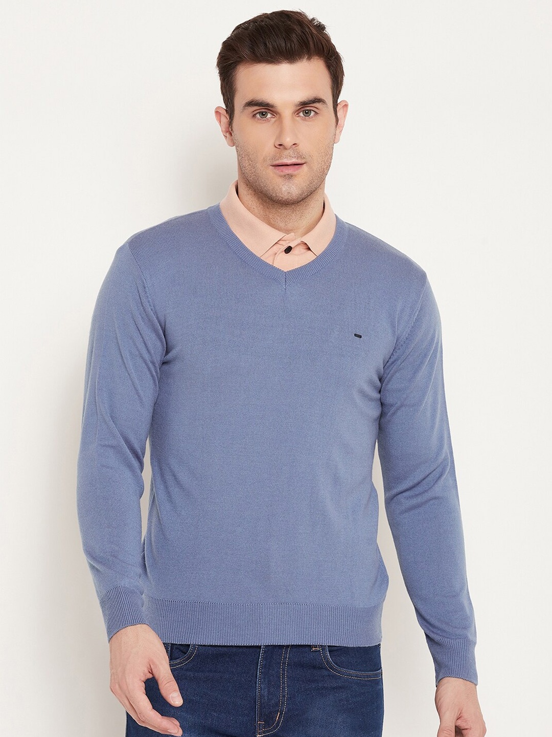 

Okane V-Neck Acrylic Pullover, Blue