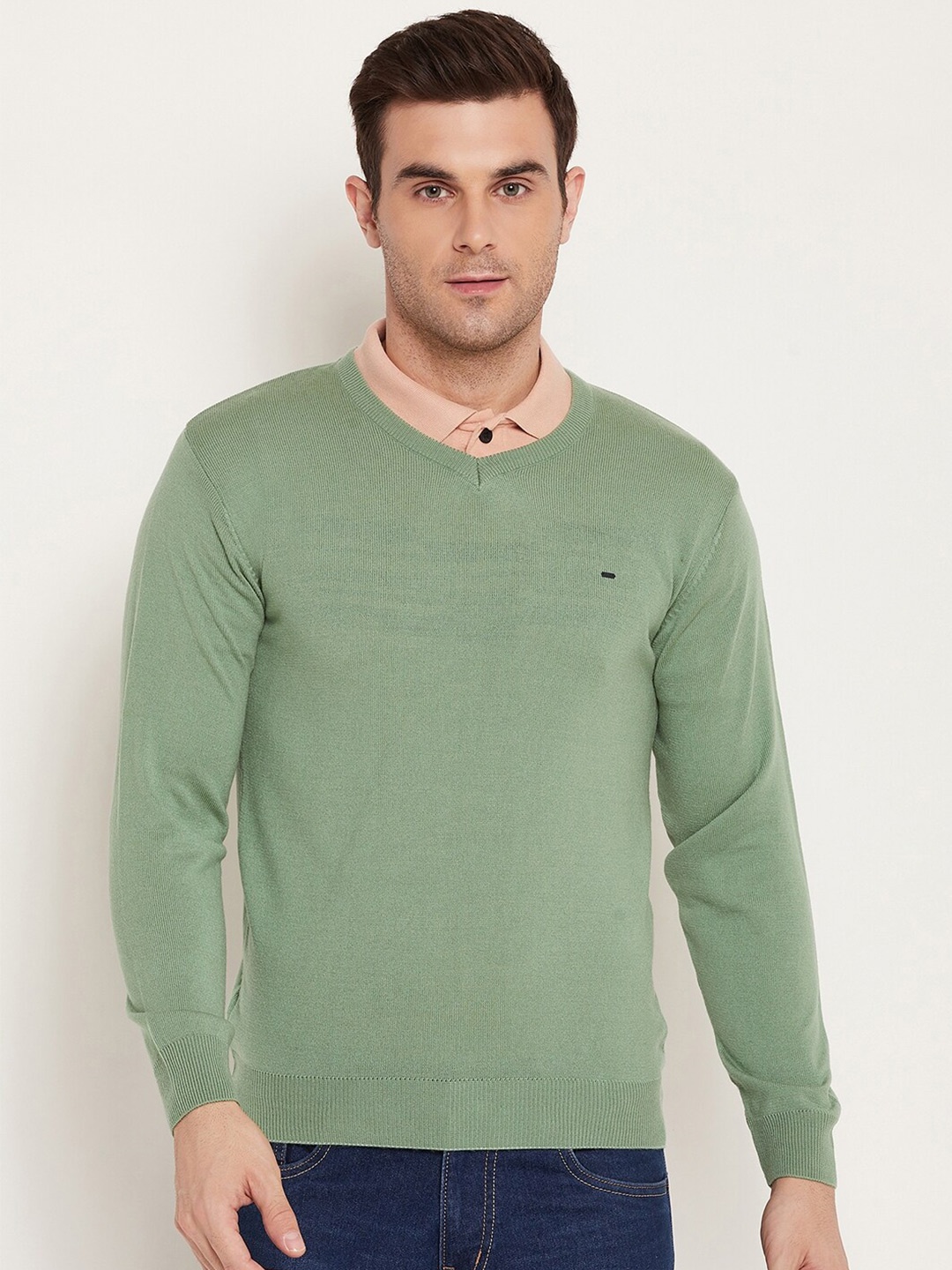 

Okane V-Neck Pullover Sweater, Green