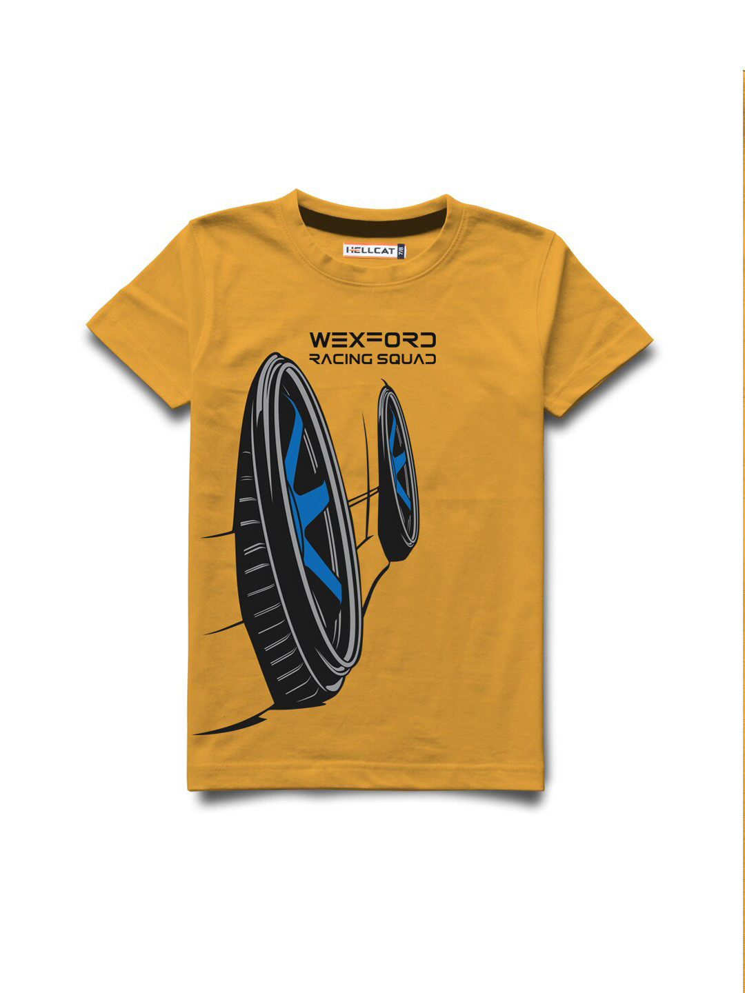 

HELLCAT Boys Graphic Printed Cotton T-shirt, Yellow