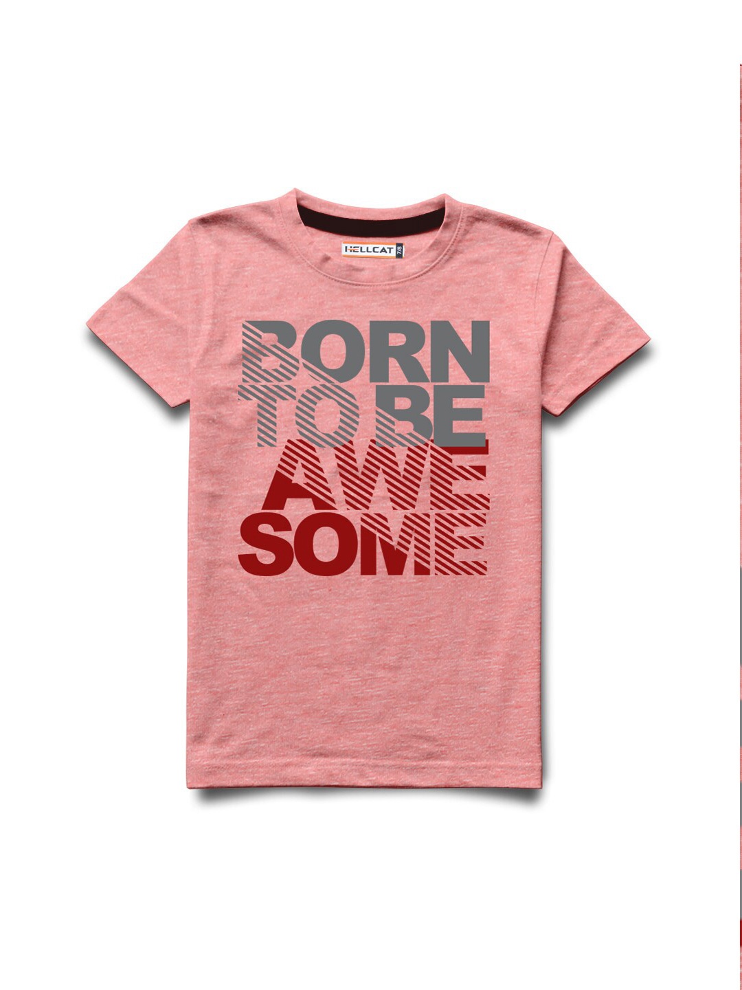 

HELLCAT Boys Typography Printed Cotton T-shirt, Pink