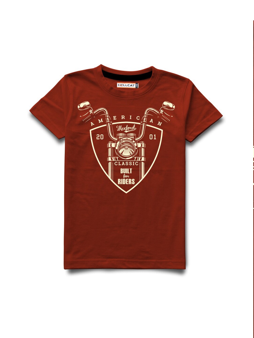 

HELLCAT Boys Graphic Printed Cotton T-shirt, Maroon