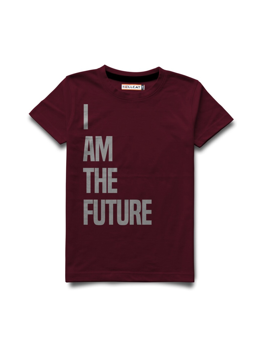 

HELLCAT Boys Typography Printed Cotton T-shirt, Maroon