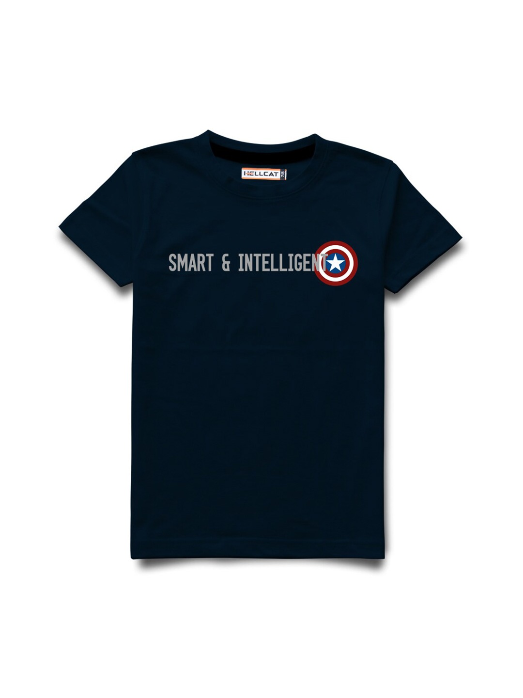 

HELLCAT Boys Typography Printed Cotton T-shirt, Navy blue