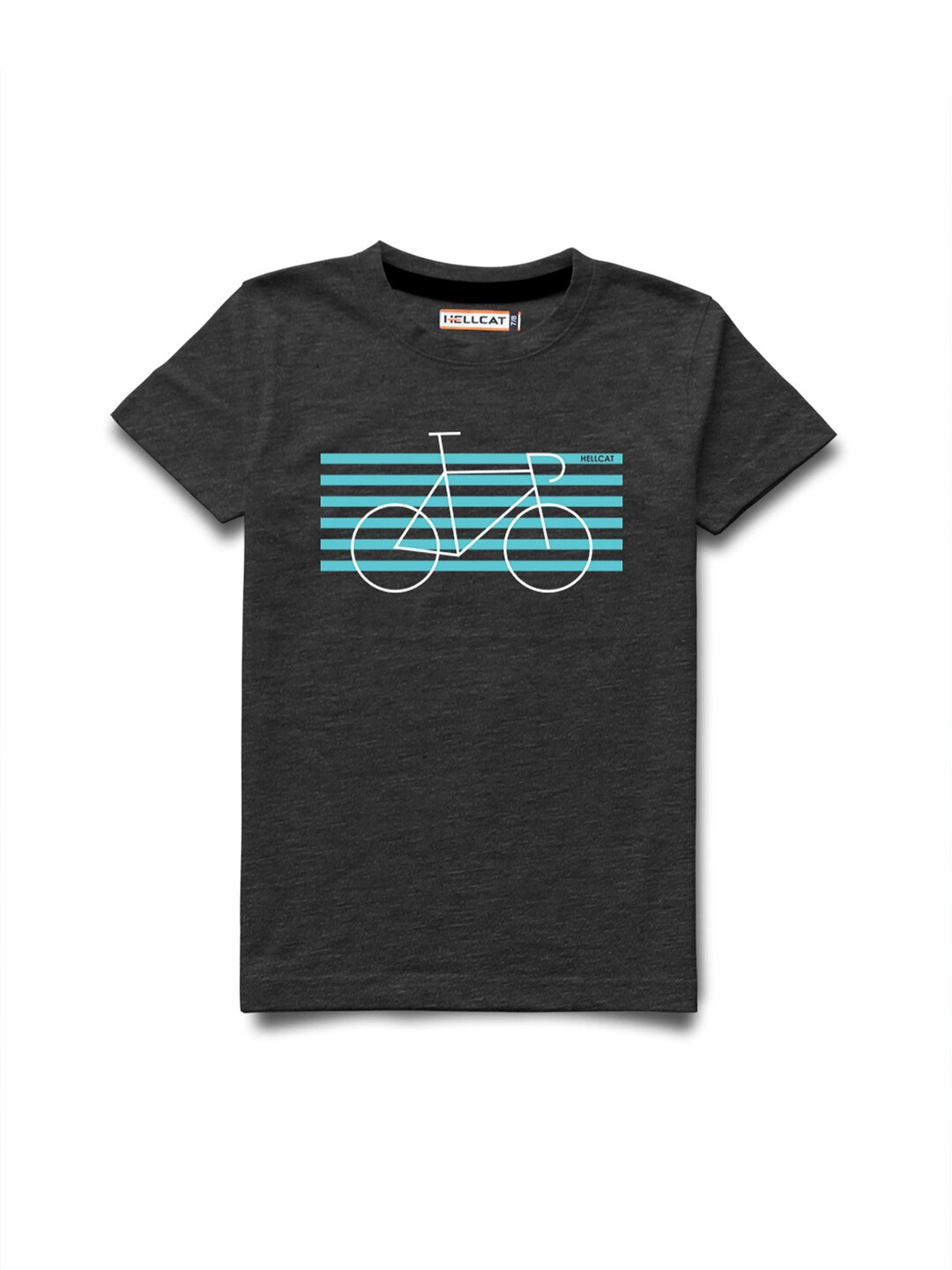 

HELLCAT Boys Graphic Printed Cotton T-shirt, Grey