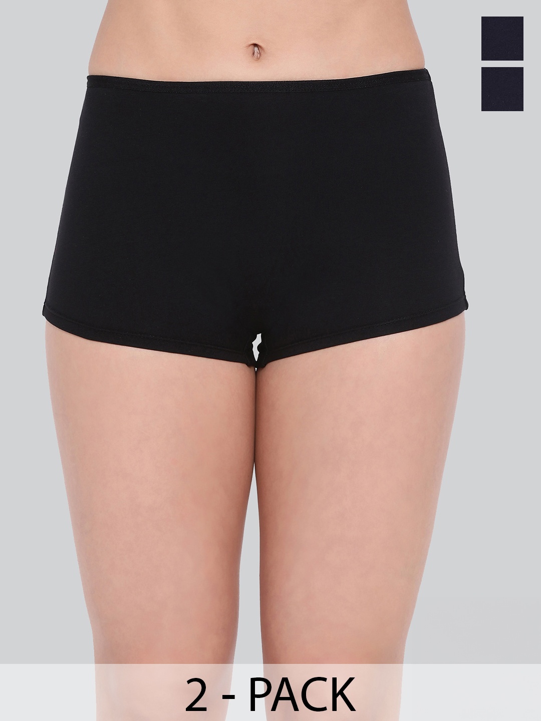 

LYRA Pack Of 2 Mid-Raise Label-Free Boy Short Briefs, Black