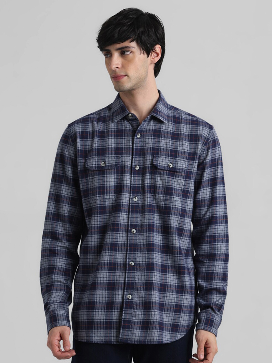 

Jack & Jones Tartan Checks Pure Cotton Casual Shirt, Blue