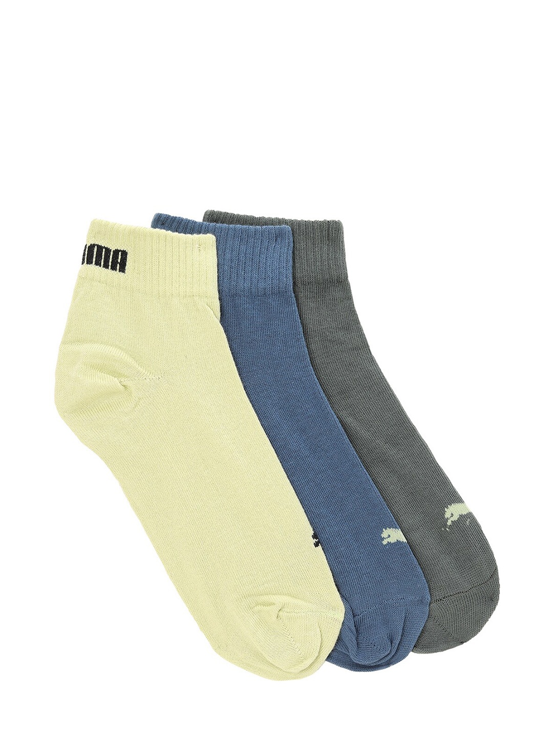 

Puma Unisex Pack Of 3 Logo-Detail Ankle-Length Socks, Green