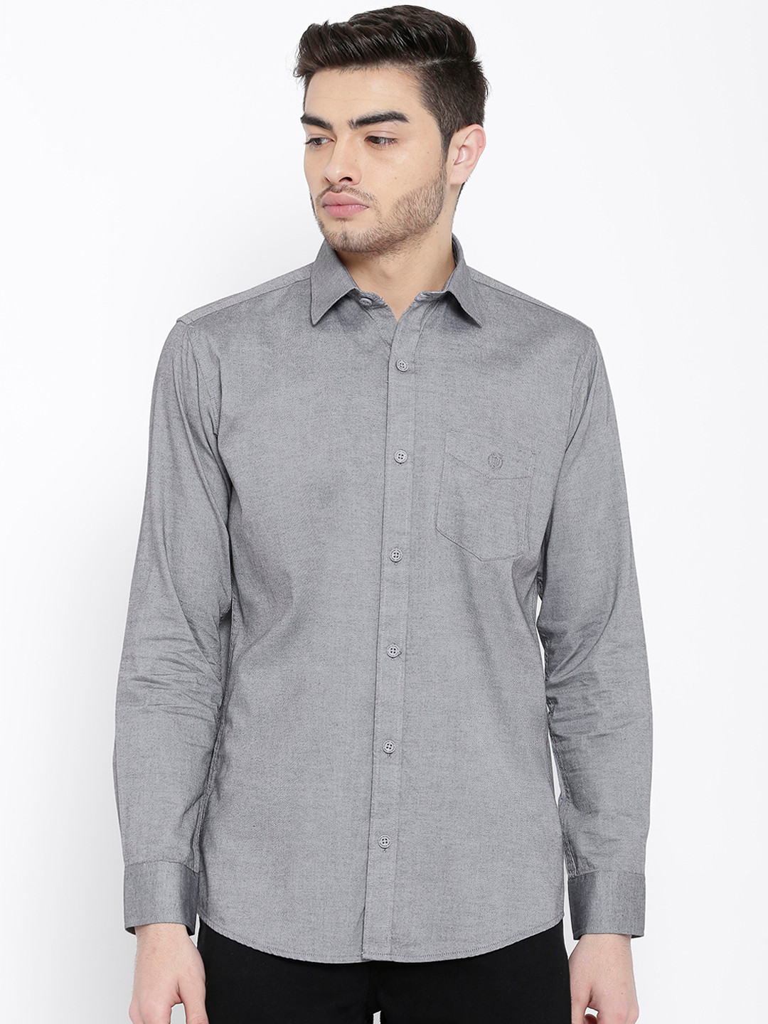 

Duke Men Charcoal Smart Regular Fit Solid Casual Shirt
