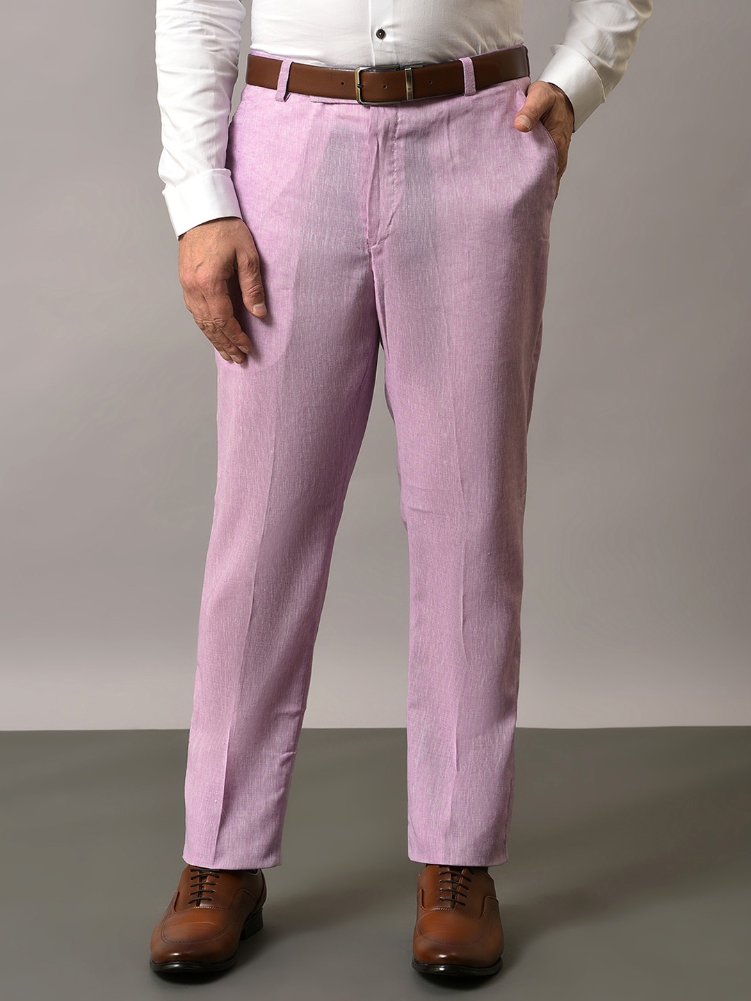 

Hangup Men Original Regular Fit Mid-Rise Formal Trousers, Purple