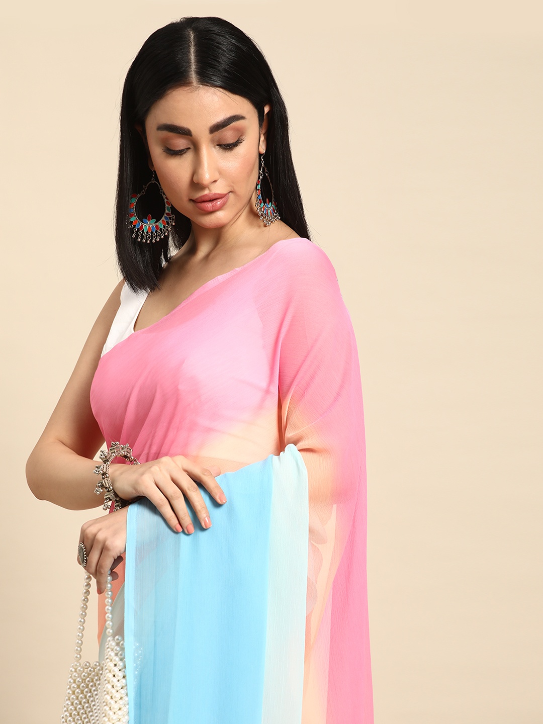 

Rani Saahiba Colourblocked Saree, Multi