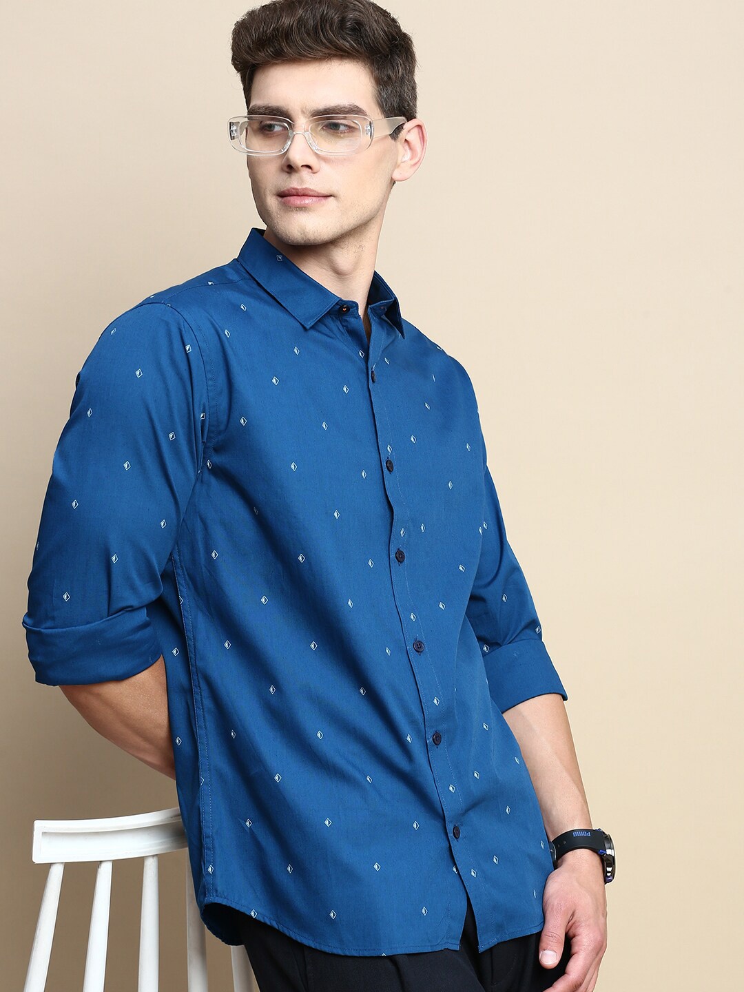

INVICTUS Sport Slim Fit Micro Ditsy Printed Cotton Casual Shirt, Teal