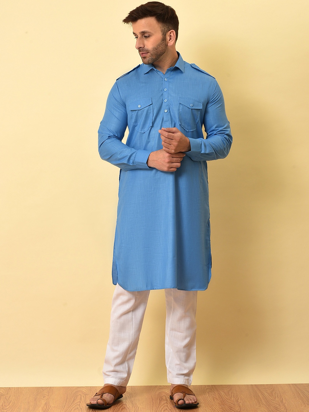 

Hangup Pathani Kurta With Pyjamas, Blue