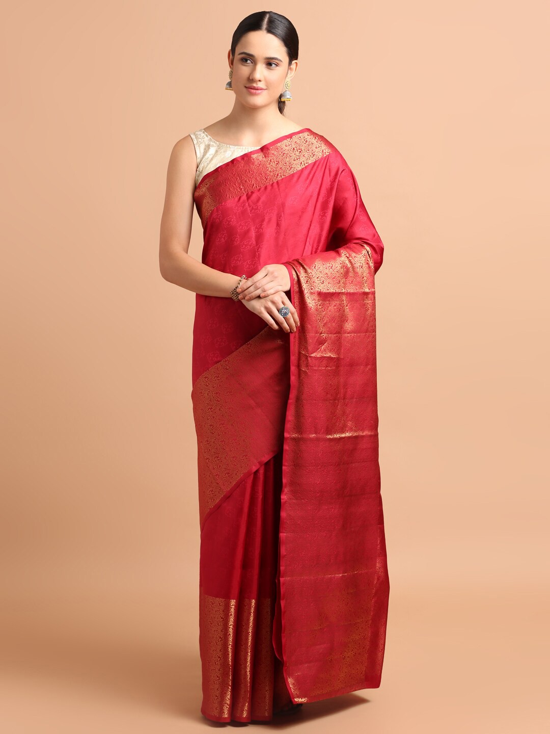 

Kalyan Silks Woven Design Zari Pure Silk Kanjeevaram Saree, Maroon