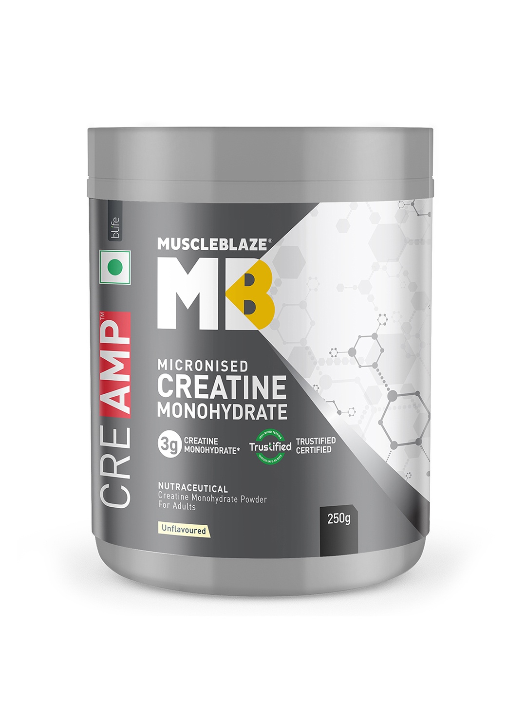

MuscleBlaze Creatine Monohydrate Unflavored Powder -250gms, White