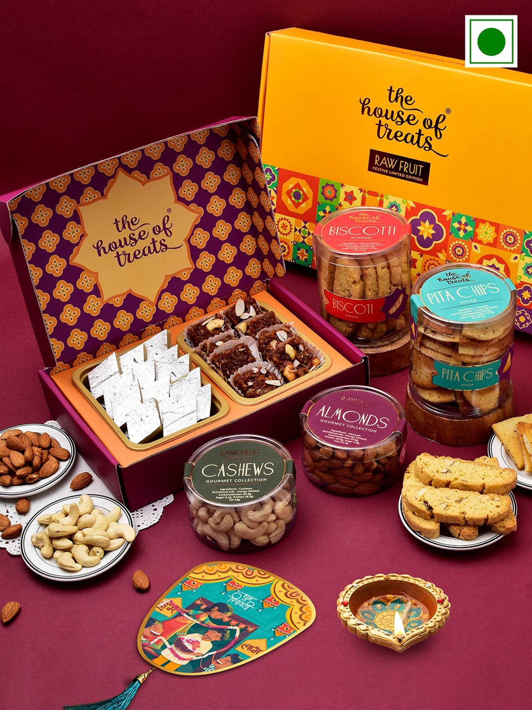 

RawFruit Diwali Hamper Cookies Snack and Dryfruits, Purple