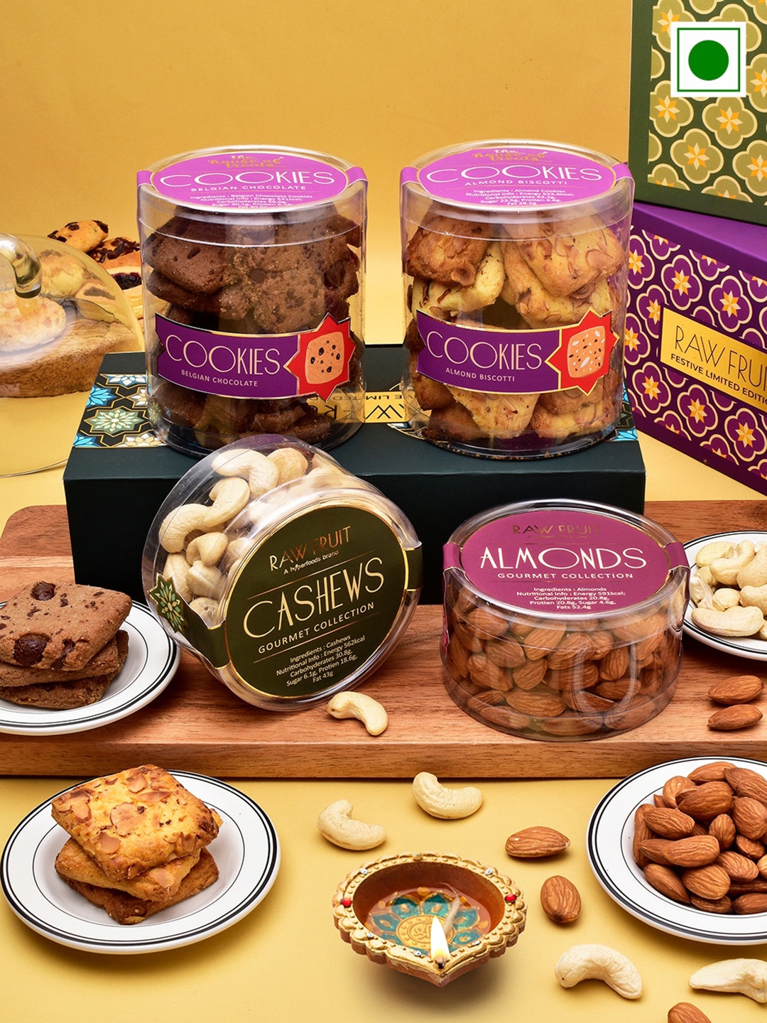 

RawFruit Diwali Gift Hamper DryFruit Cookies, Purple