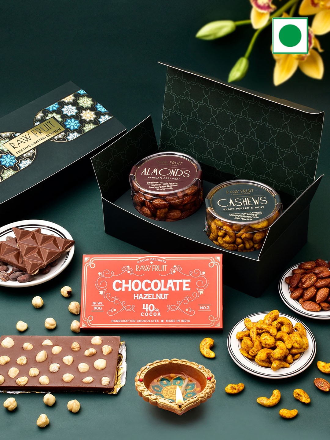 

RawFruit Diwali DryFruits Gift and Chocolate Bar, Purple
