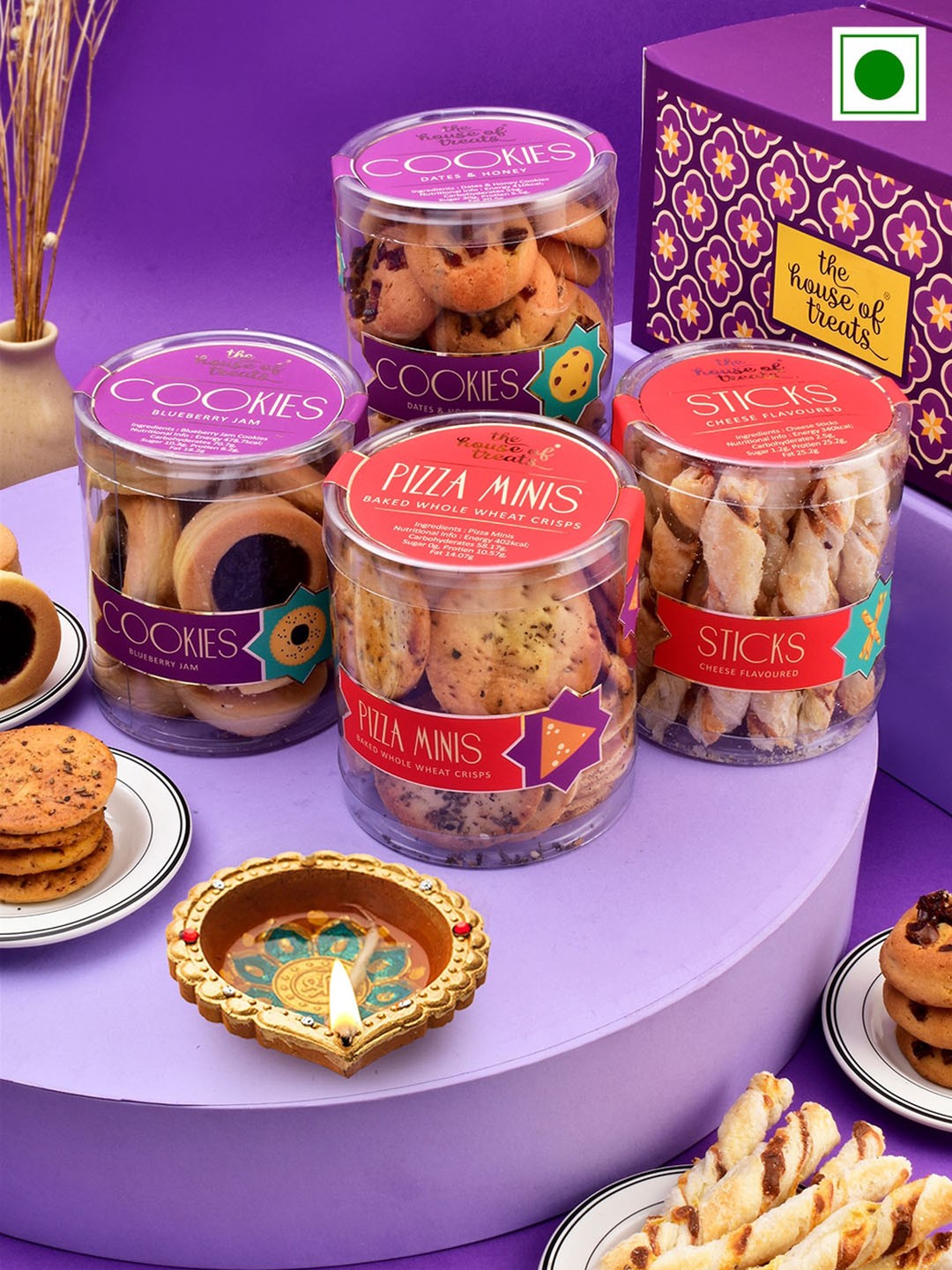 

RawFruit Diwali Gift Hamper Snack with Cookies, Purple