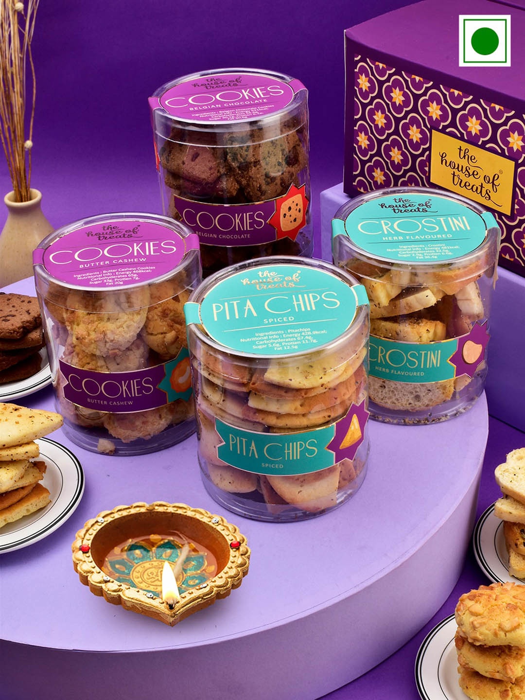 RawFruit Snacks and Cookies Diwali Gifts Set, Purple