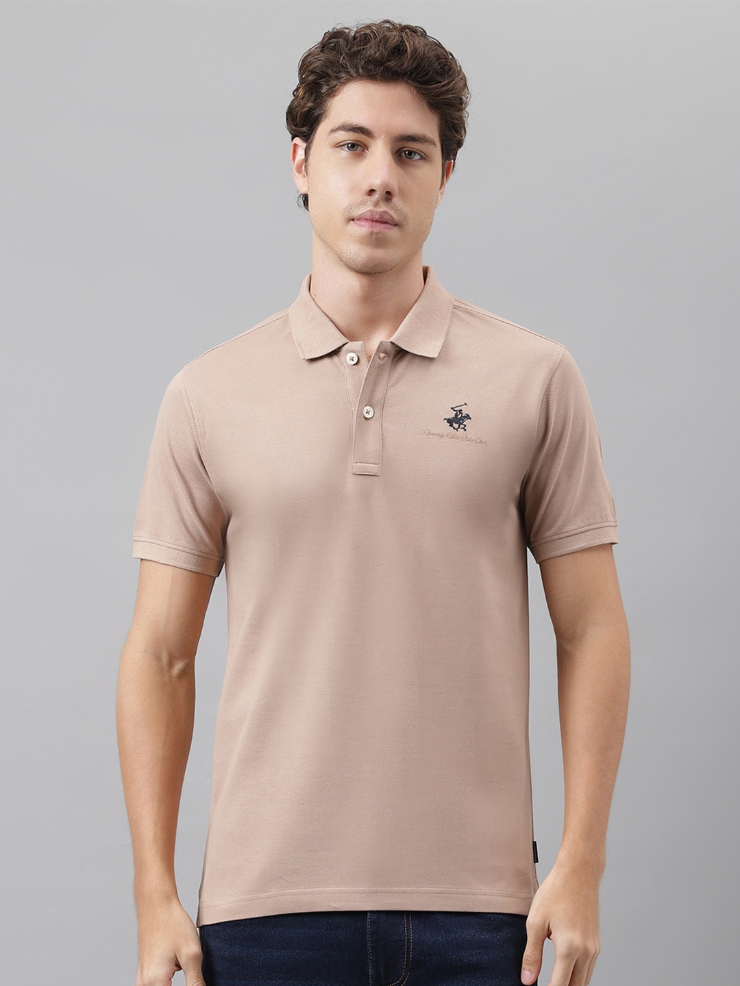 

Beverly Hills Polo Club Polo Collar Pure Cotton T-shirt, Brown