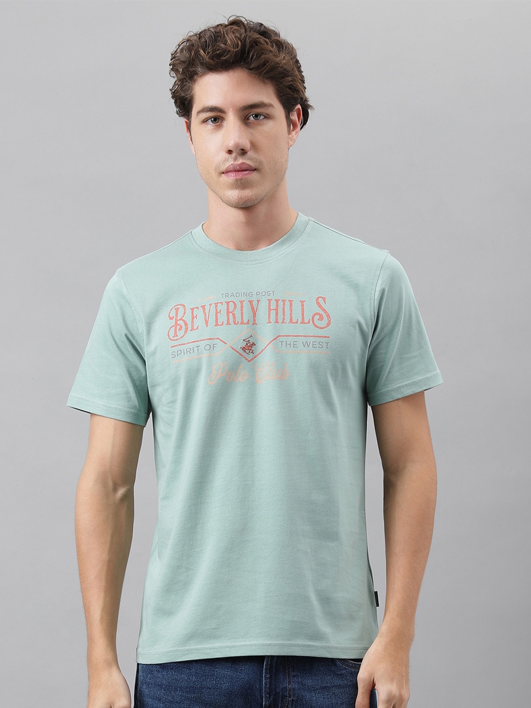 

Beverly Hills Polo Club Typography Printed Pure Cotton T-shirt, Green