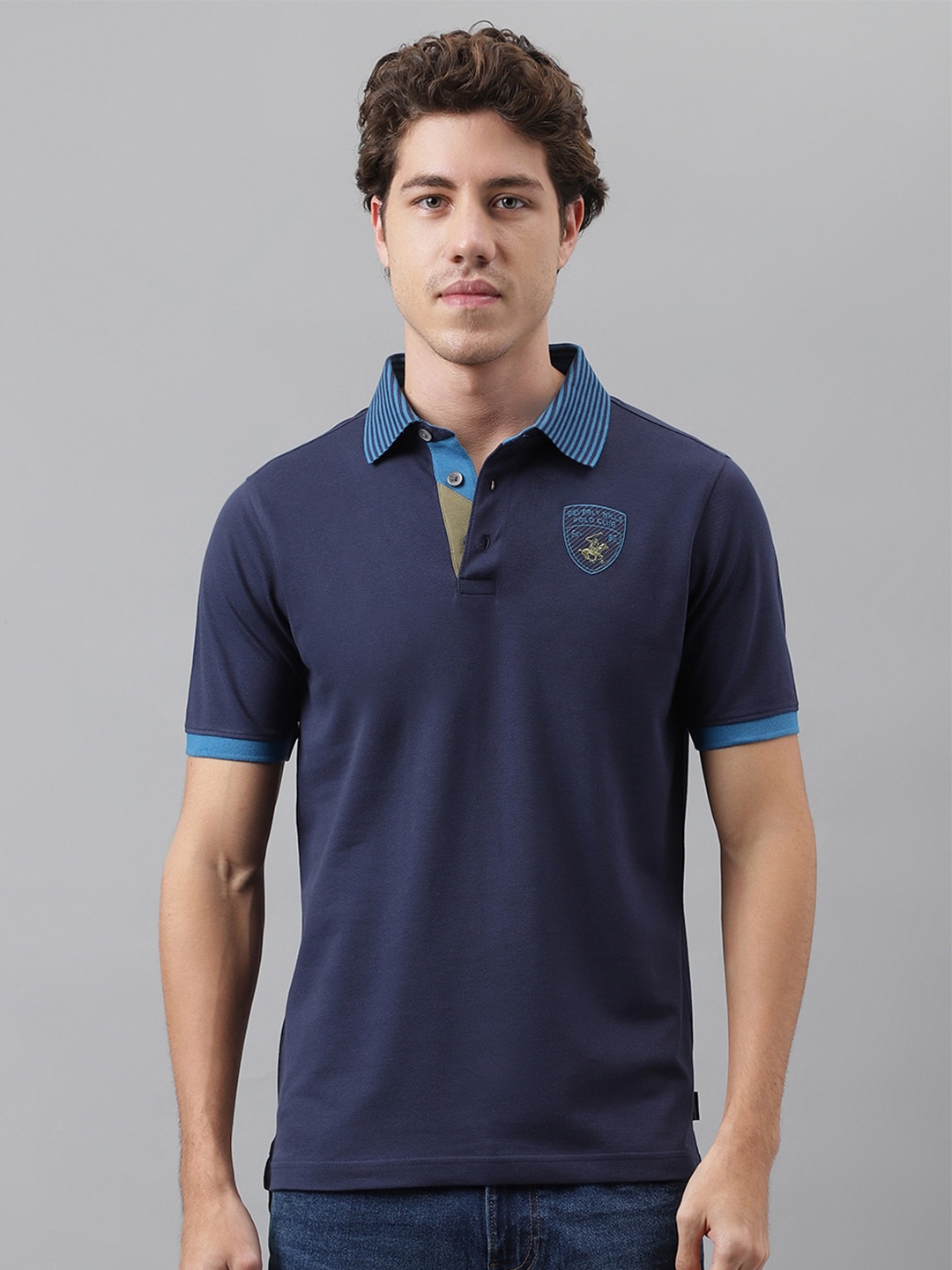 

Beverly Hills Polo Club Polo Collar Applique T-shirt, Navy blue