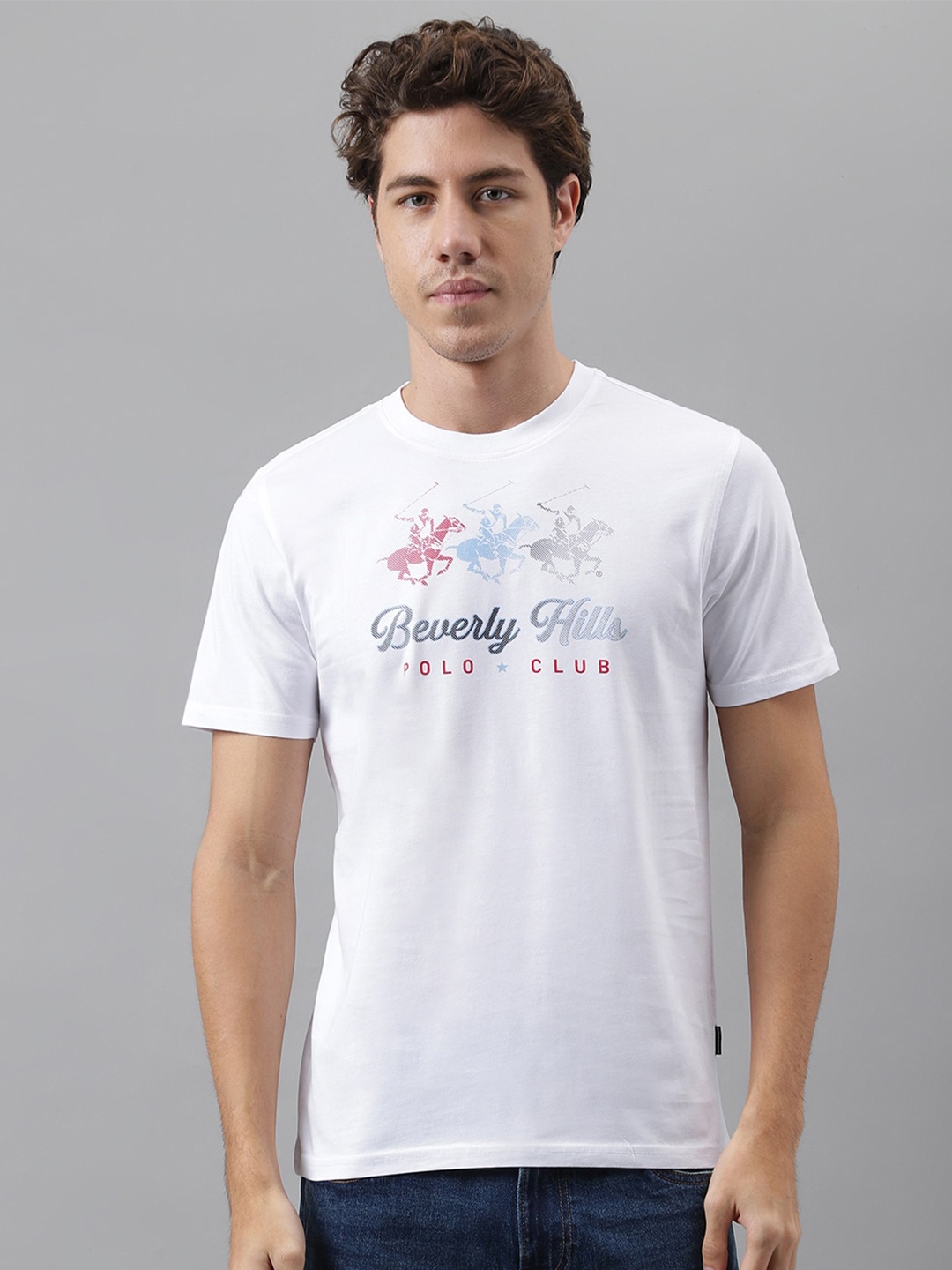 Beverly Hills Polo Club Typography Printed Pure Cotton T-shirt, White
