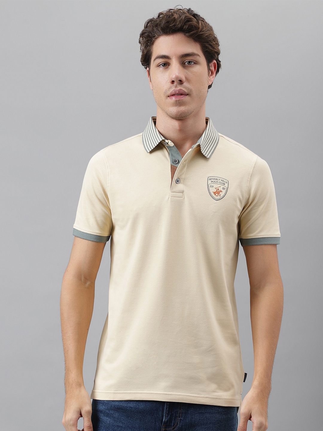 

Beverly Hills Polo Club Polo Collar T-shirt, Cream