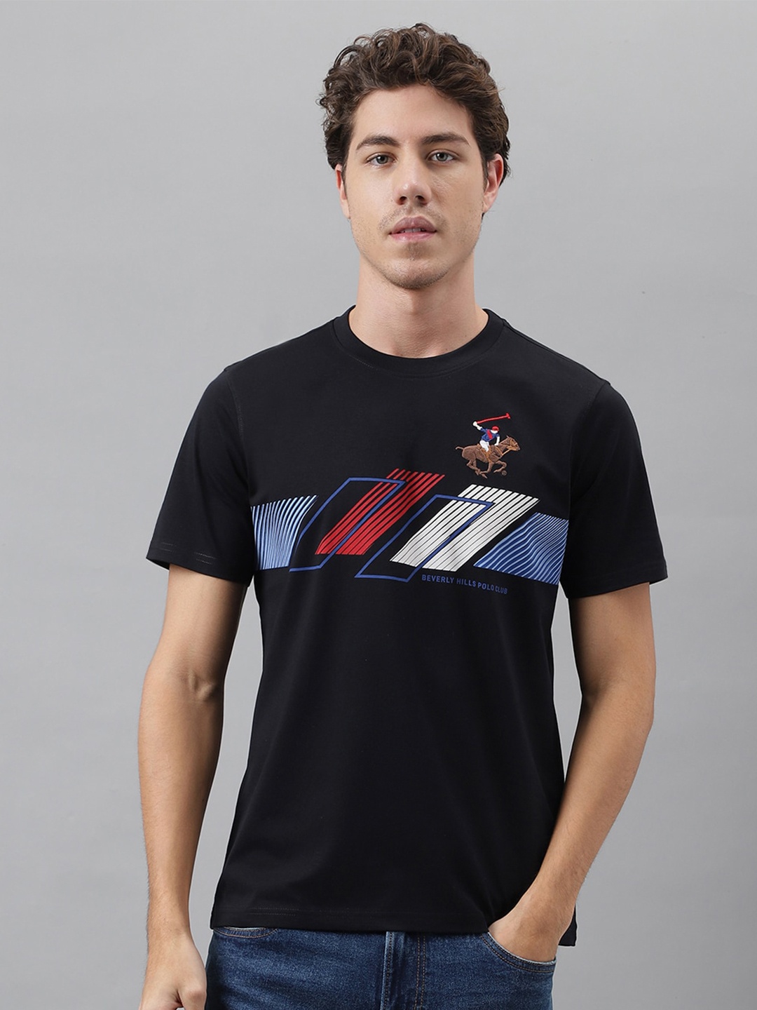 

Beverly Hills Polo Club Printed Pure Cotton T-shirt, Black