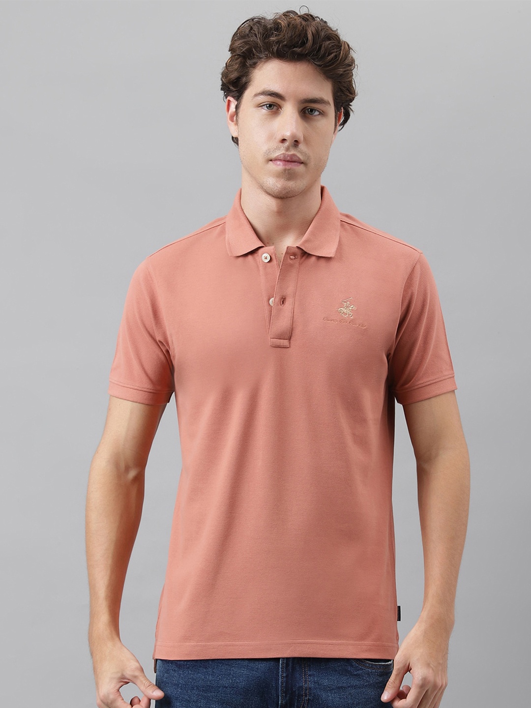 

Beverly Hills Polo Club Polo Collar Pure Cotton T-shirt, Rust