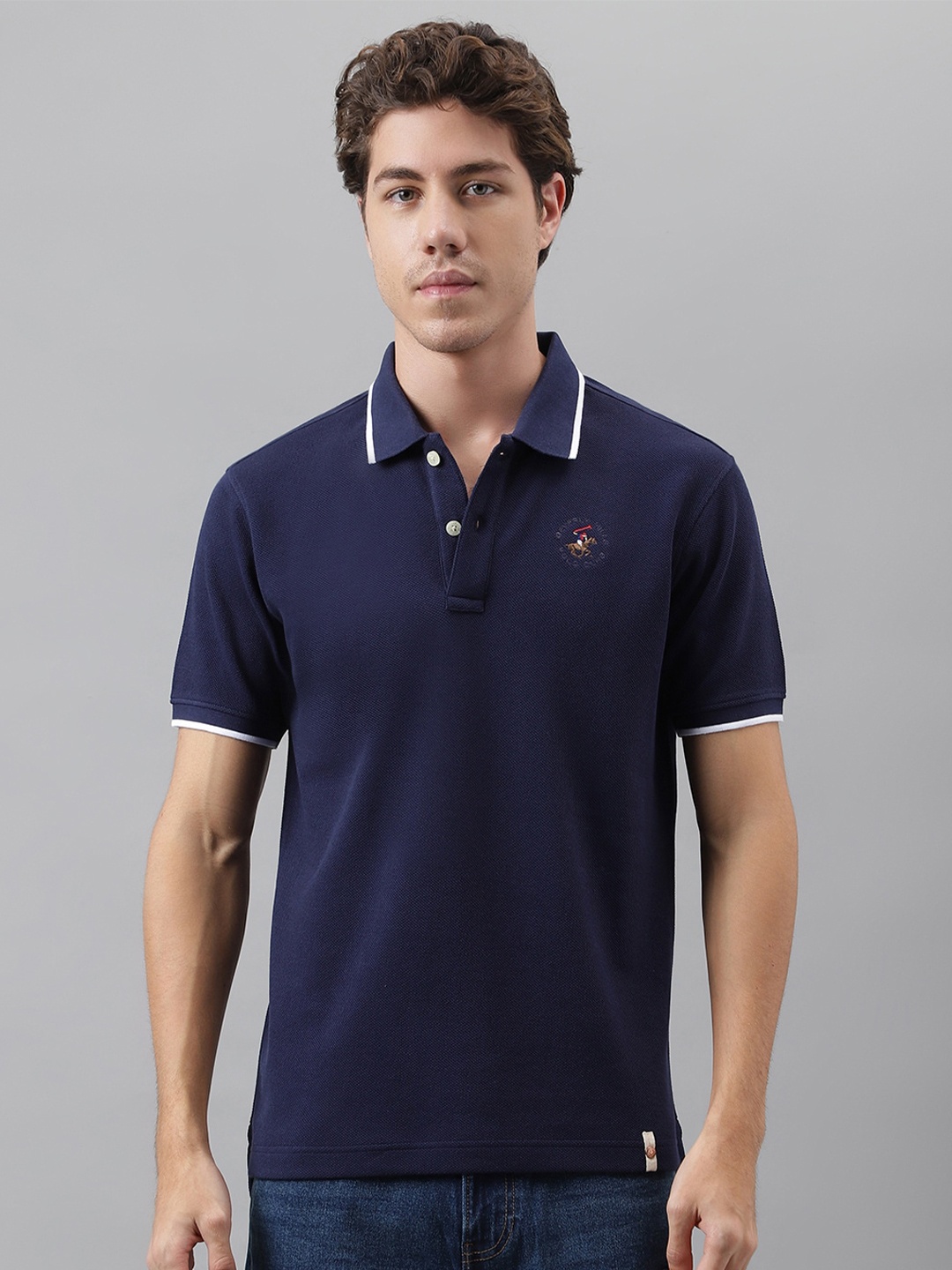 

Beverly Hills Polo Club Polo Collar Pure Cotton T-shirt, Navy blue