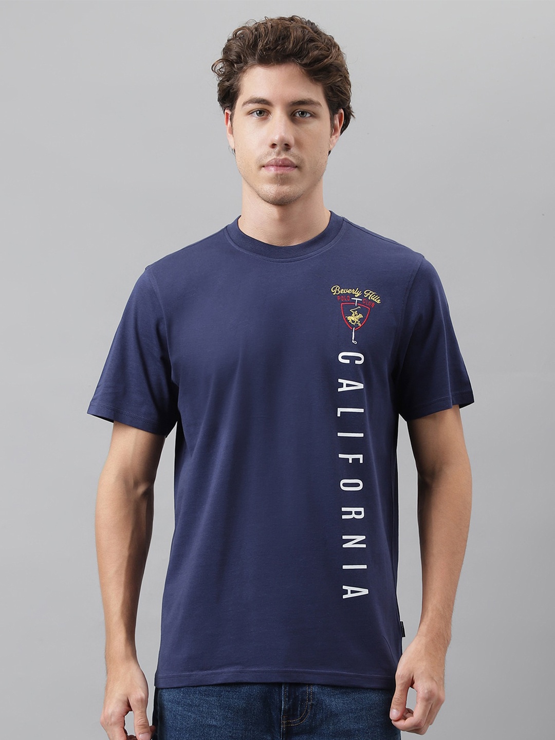 

Beverly Hills Polo Club Typography Printed Pure Cotton T-shirt, Navy blue
