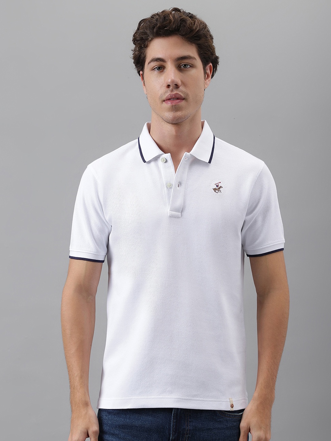 

Beverly Hills Polo Club Polo Collar Pure Cotton T-shirt, White