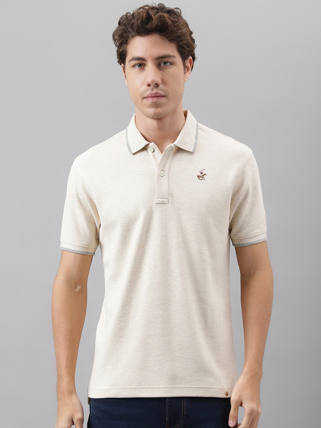 

Beverly Hills Polo Club Polo Collar Pure Cotton T-shirt, Off white