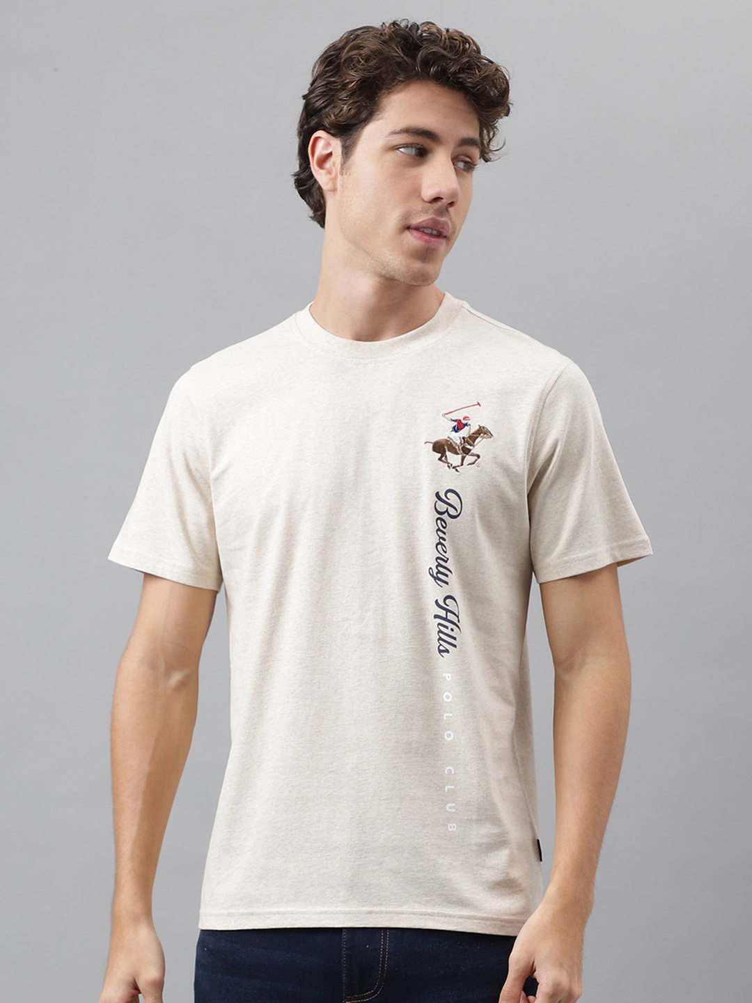 

Beverly Hills Polo Club Typography Printed Pure Cotton T-shirt, Off white